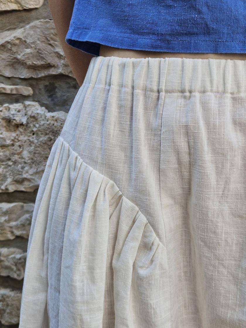 Close up of the side panel on the Henrietta skirt sewing pattern by Spaghetti Western Sewing