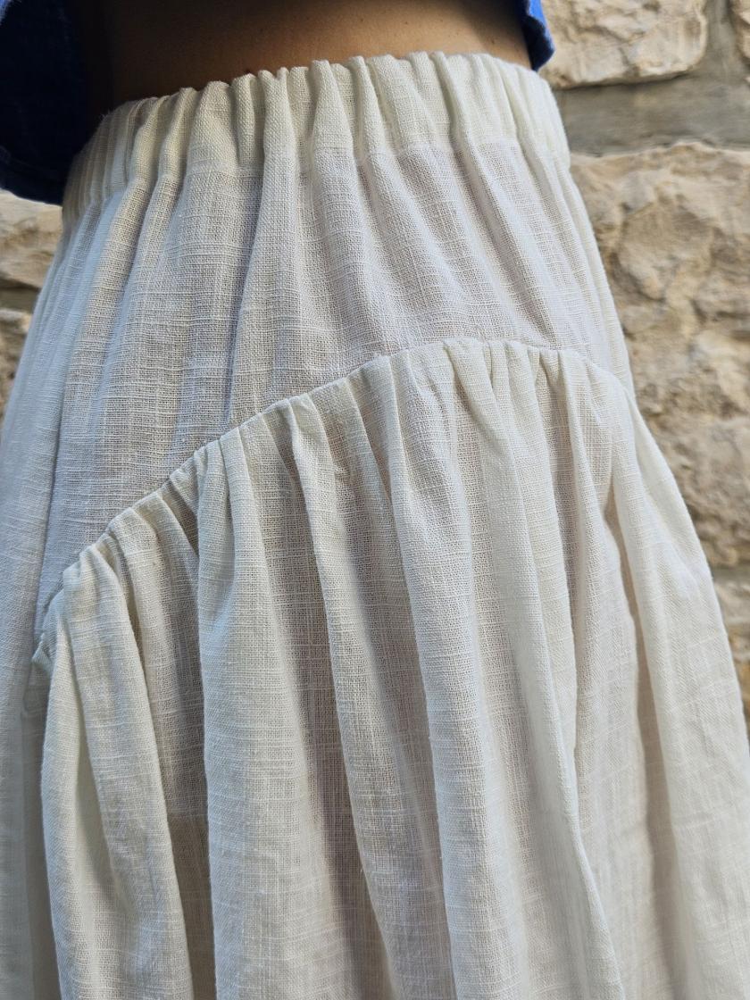 Close up of the side panel on the Henrietta skirt sewing pattern by Spaghetti Western Sewing